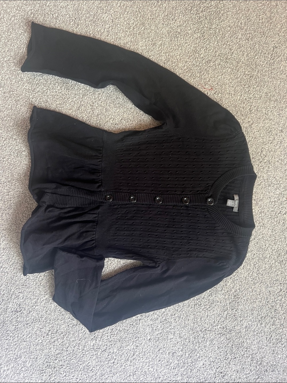 Apt. 9 Black Button-Up Cable Knit Peplum Cardigan